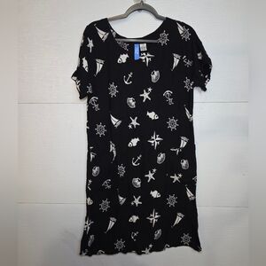 Island Beach Black and White Nautical Mini Dress